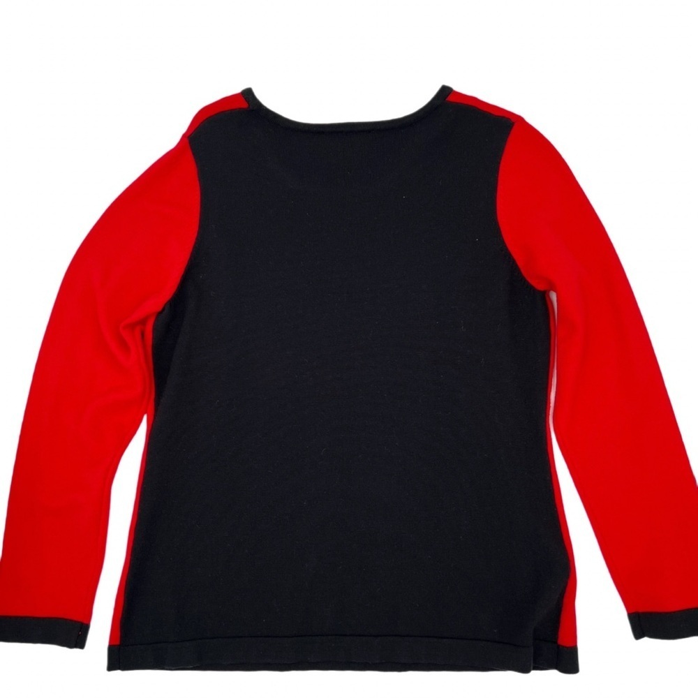 Elena Wang Red Black Lace Up Grommet Colorblock Knit Top Size Large Rockabilly - Picture 3 of 7